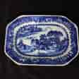 Chinese Export rectangular dish, river landscape in blue, c. 1760 -0