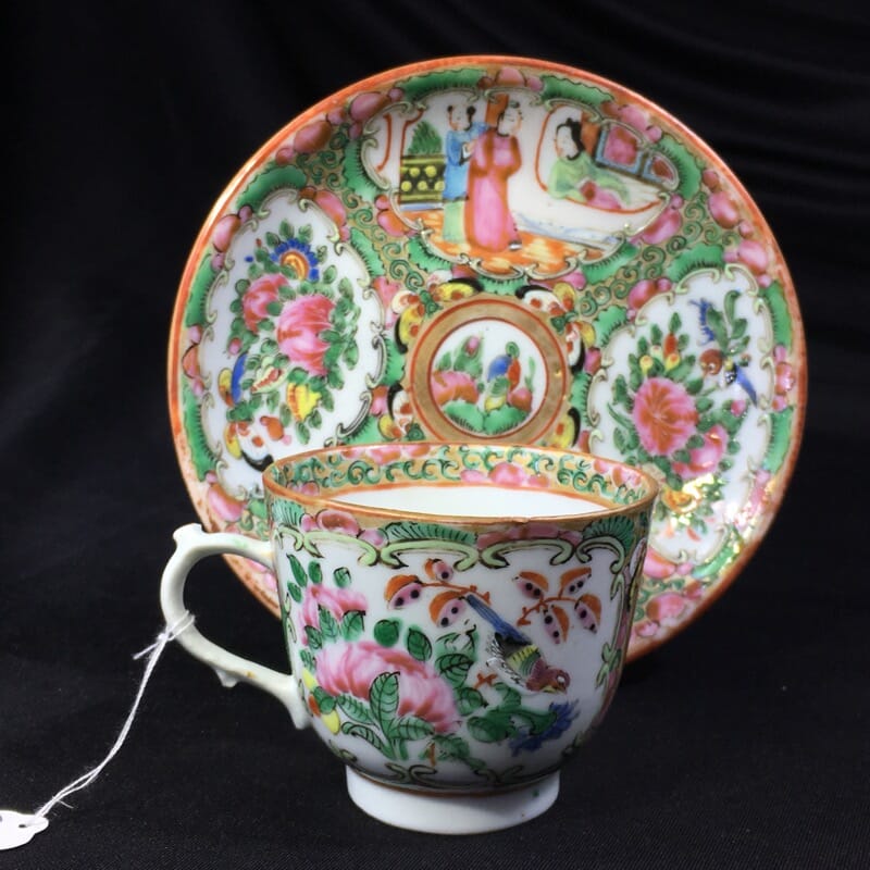Cantonese (Chinese) 'Rose Medallion' cup & saucer, c.1870-0