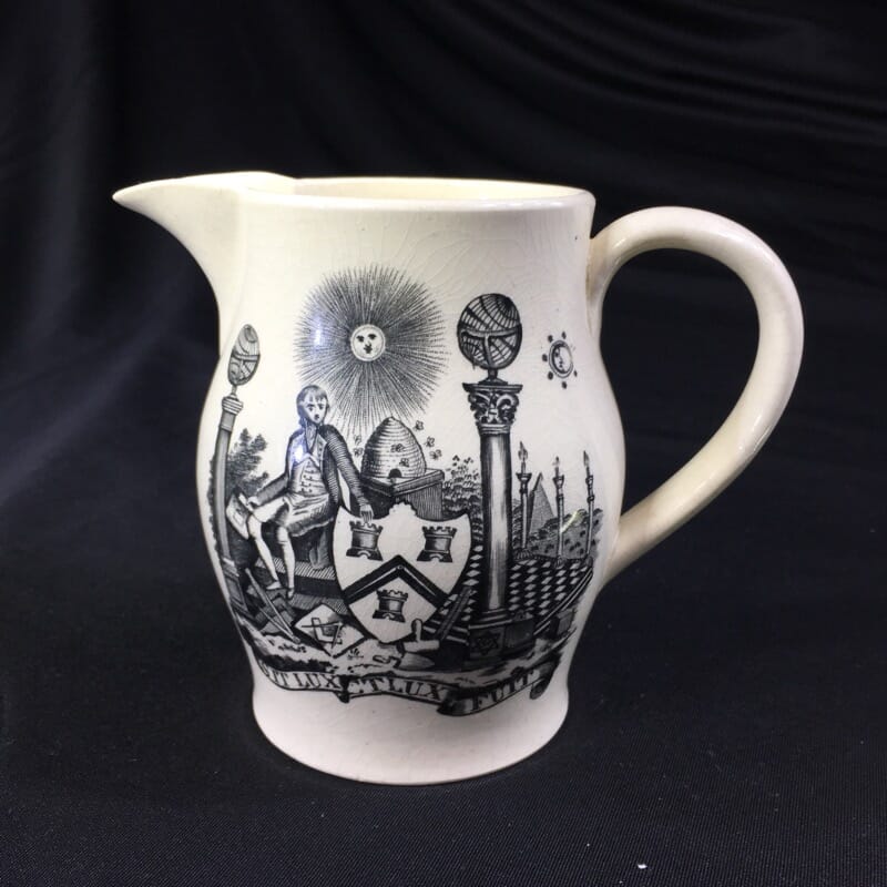 Creamware masonic jug, early 19th century-0