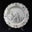English creamware Dutch decorated religious scene plate, c.1770-0
