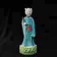 Chinese figure of an attendant, turquoise robe, 18th century -0