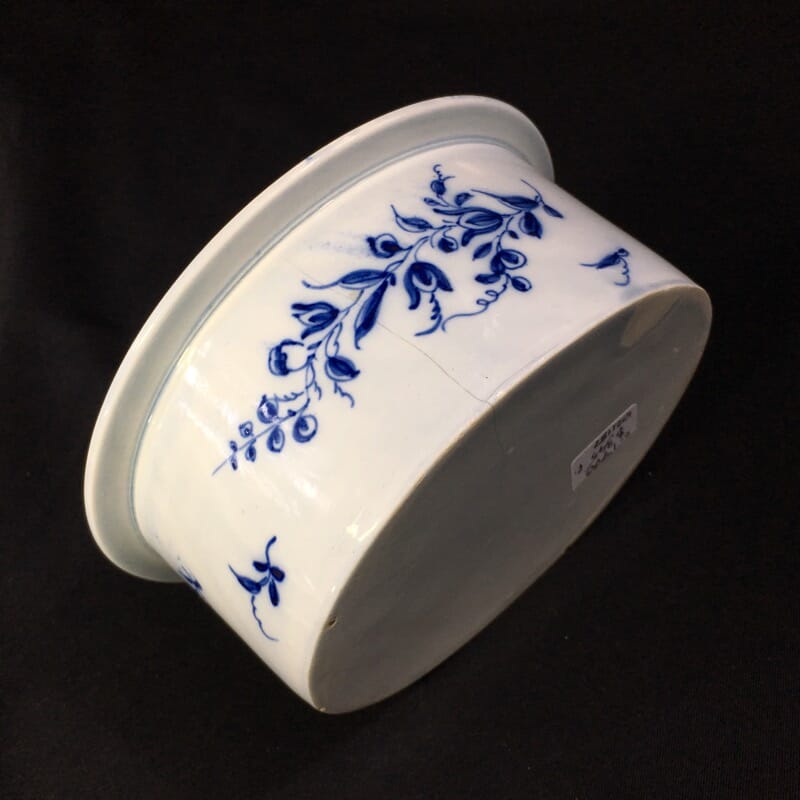 Pearlware potted meat pan, Worcester style flowers, c. 1770 -28172