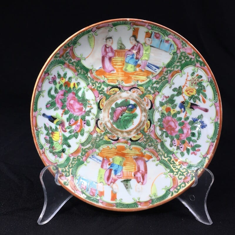 Cantonese (Chinese) Rose Medallion cup & saucer, London shape c.1860-28317