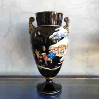 Dudson black glaze Chinoiserie vase, EUTERPE pattern c. 1875-0