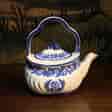 Wedgwood creamware kettle, moulded flowers picked out in blue, dated 1879 -0