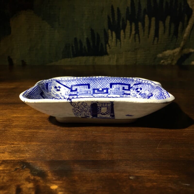 English Pottery pickle dish, Willow Pattern transfer print c. 1850-28788