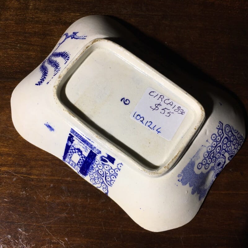 English Pottery pickle dish, Willow Pattern transfer print c. 1850-28789
