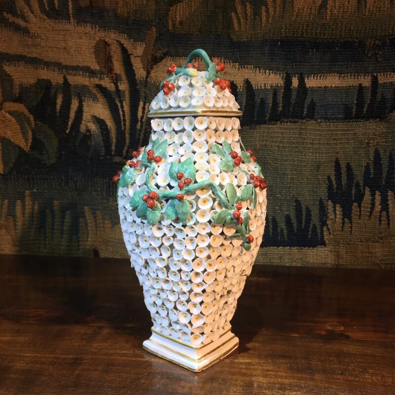 Chelsea 'Snowball' vase with vine encrustation, c. 1755 -0