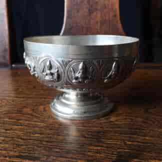 Burmese silver bowl, small figure roundels embossed, c.1910 -0