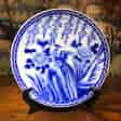 Japanese porcelain charger, blue pheasant & rock pattern, c.1900-0