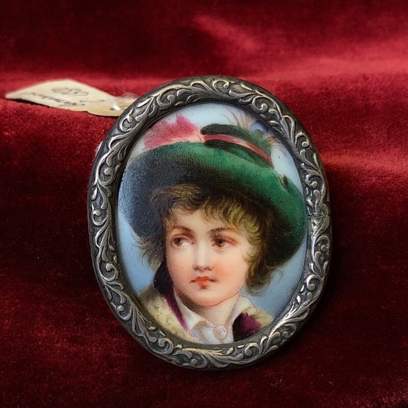Porcelain plaque, mounted as a brooch, C. 1880 -0