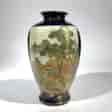Satsuma vase, two panels, wisteria and lake scene, circa 1900 -0