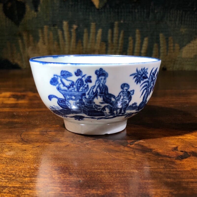 Worcester teabowl, blue 'Mother and Child' print, circa 1775 -0