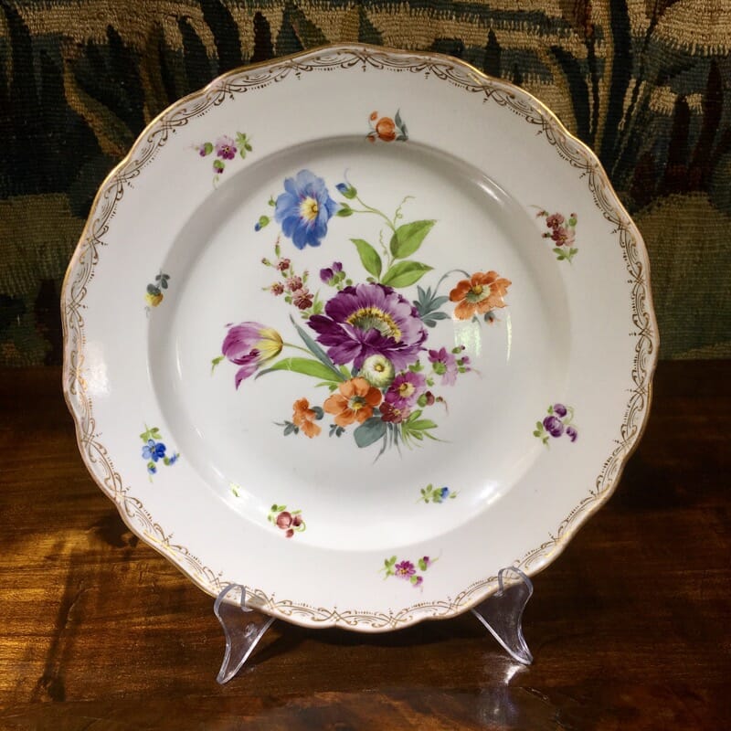 Meissen plate, large flower spray, c.1900 -0