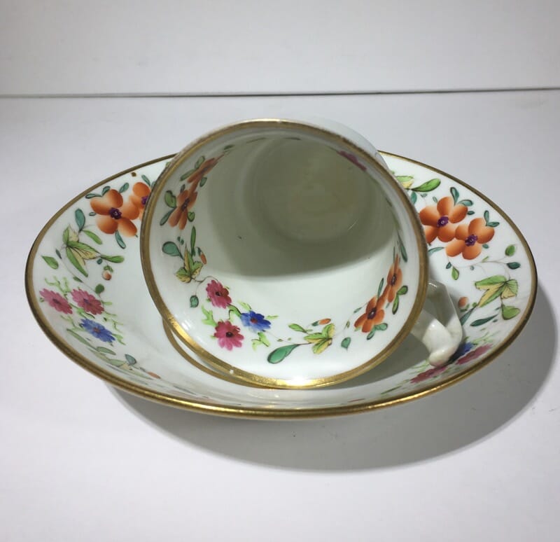London shape cup & saucer, flower garlands, circa 1825-30230