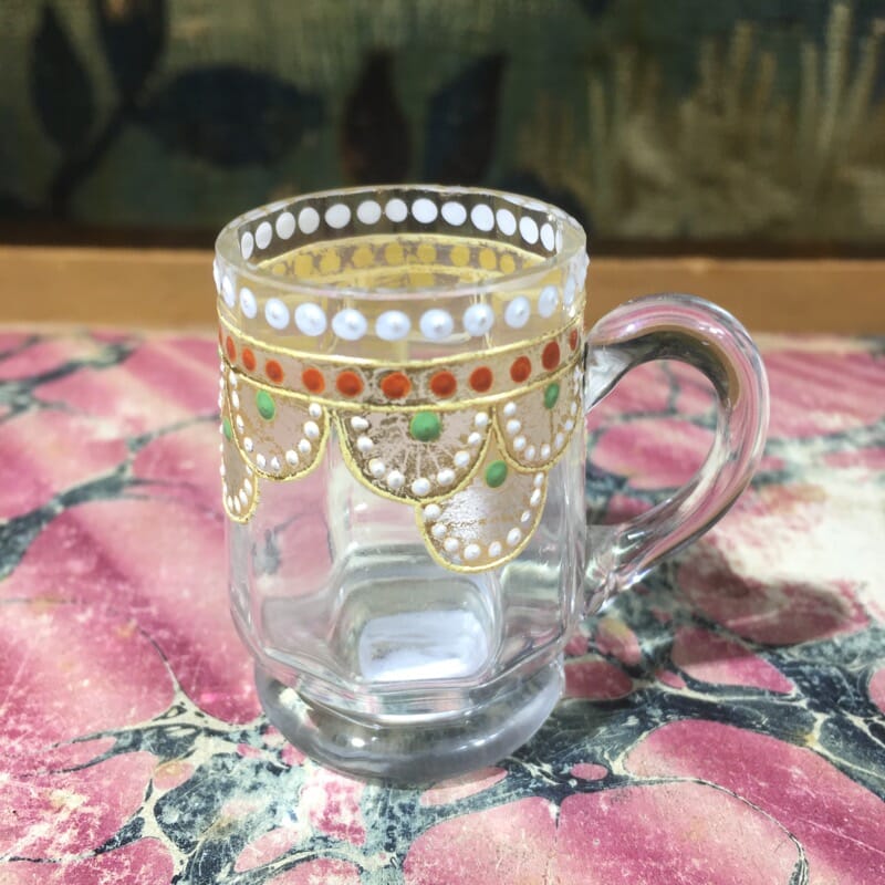 Small clear punch glass, gilt & enamel decoration, c. 1880 -0