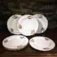 Set of 7 Spode dinner plates, flower moulded border, Daniel decorated, c. 1815-0