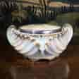 Pottery salad bowl, shell form, plated rim, Reg. 1897 -0