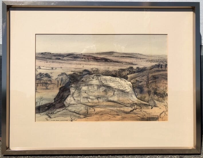 Kenneth Jack pastel, "Sacred Rock, Mootwingee" c.1970 -0