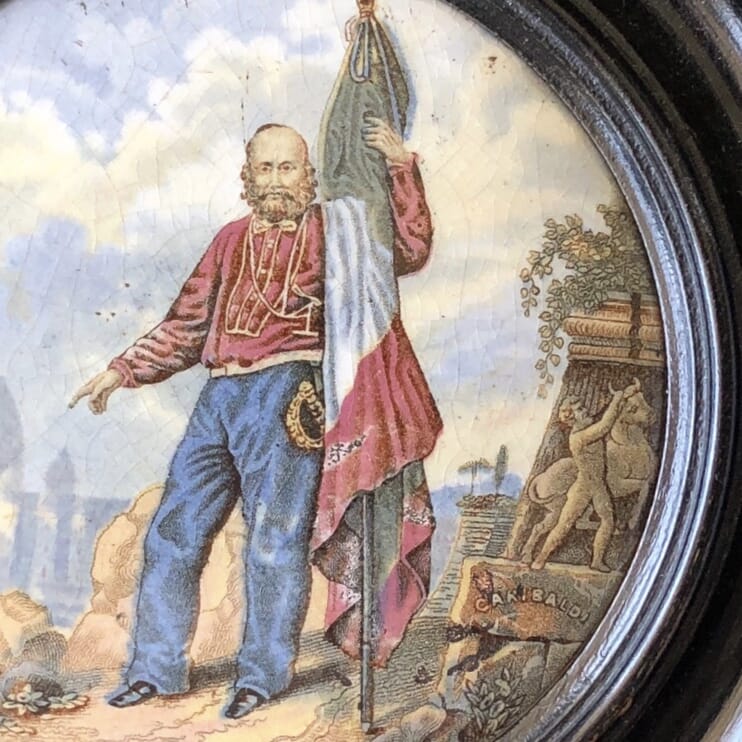 Prattware pot lid, 'Garibaldi', c. 1864-31313