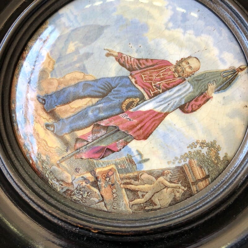 Prattware pot lid, 'Garibaldi', c. 1864-31317