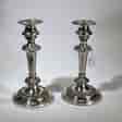 Pair of Old Sheffield Plate candlesticks, shell moulding, c. 1820. -0