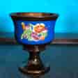 Victorian copper lustre goblet, raised flowers, c1860-0