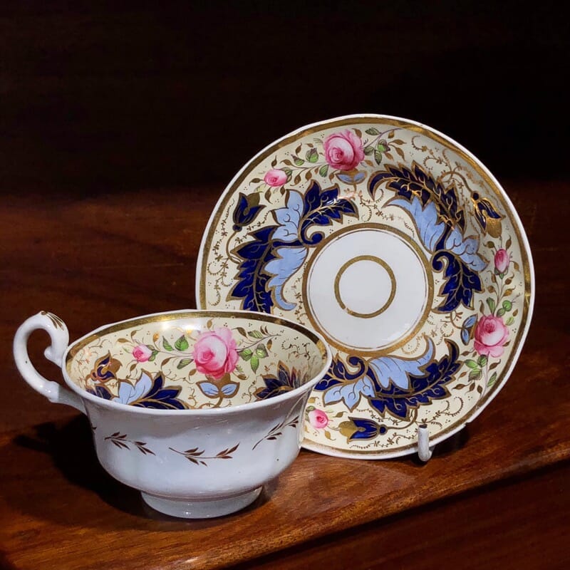 English bone china cup & saucer, unknown maker c. 1820-0