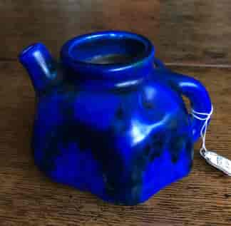 Bretby pottery jug/vase, deformed & blue glaze, c. 1915-0