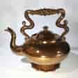 Unusual Victorian copper lustre kettle with overhead handle, c. 1865 -0