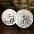 Pair of French bisque porcelain wall plaques, courting couples, c. 1880-0