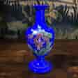 Victorian blue glass vase with flowering cactus, C. 1890 -0