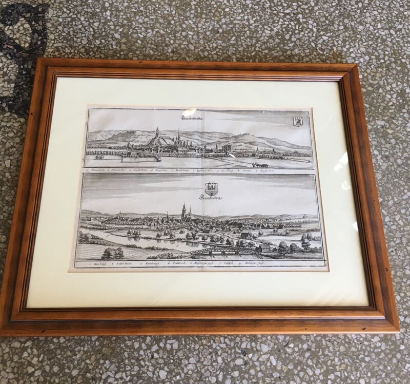 Framed engraving - Munster, Frankenhausen & Frankenberg, 1550-0