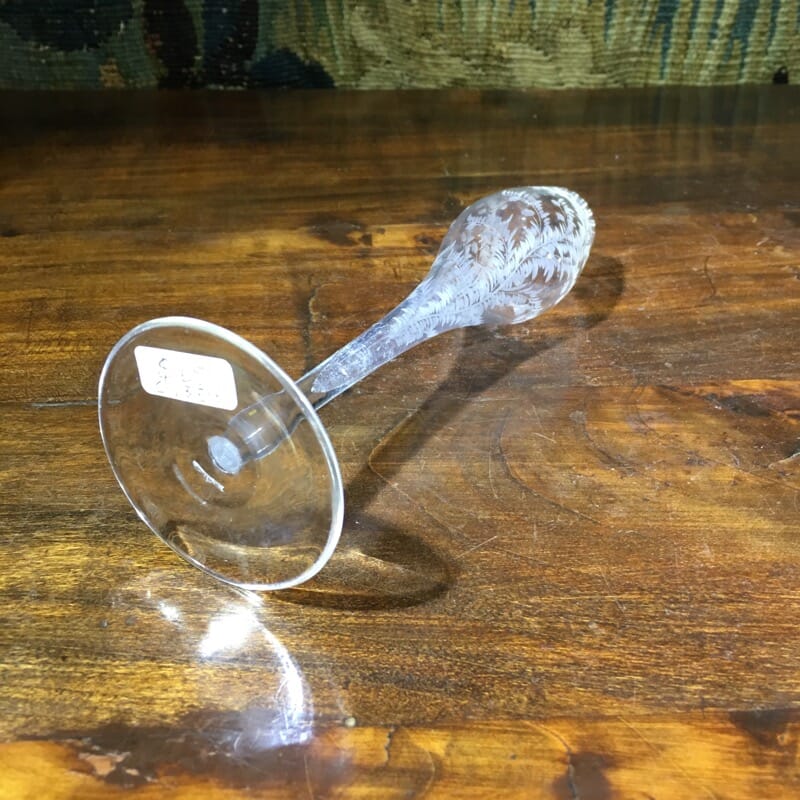 Victorian engraved glass bud vase, c. 1880. -32217