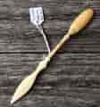 Whale Bone scrimshaw marrow spoon, well carved, early 19th century -0