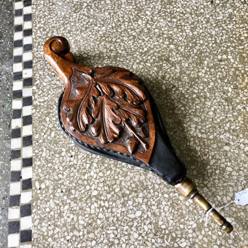 Victorian bellows, leaf & acorn carving, c. 1870 -0