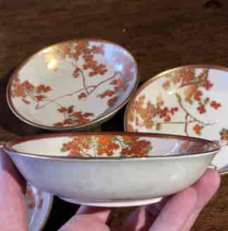 Japanese satsuma bowl with autumn maple branch, c. 1900-0