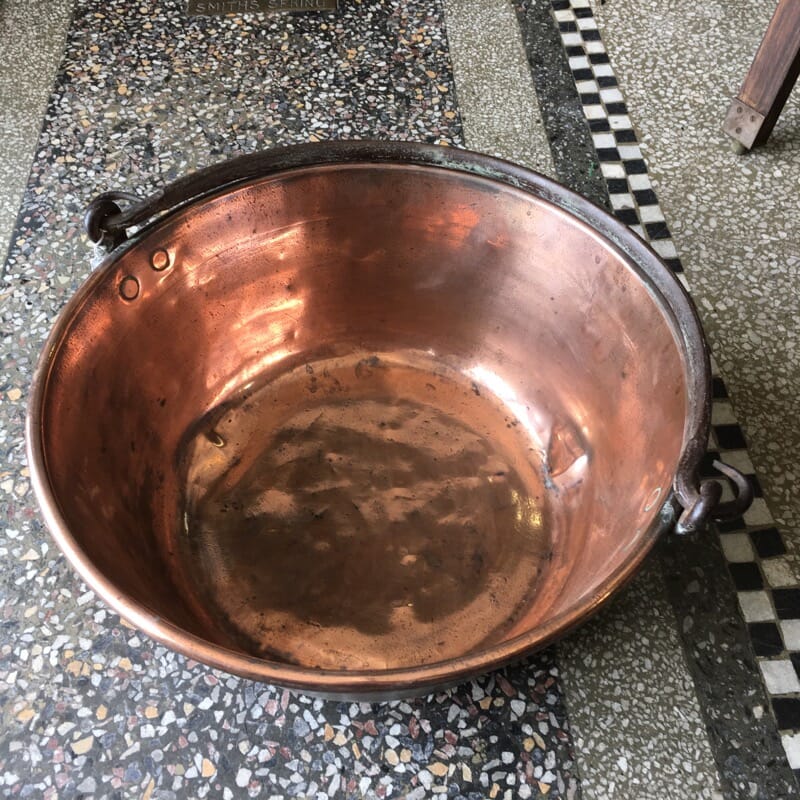 Large copper preserving pan, c.1860-0