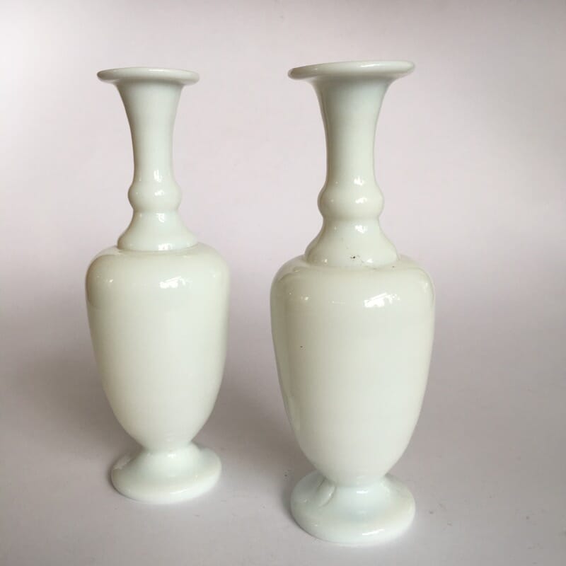 Pair of small Victorian milk glass vases, c. 1890-0