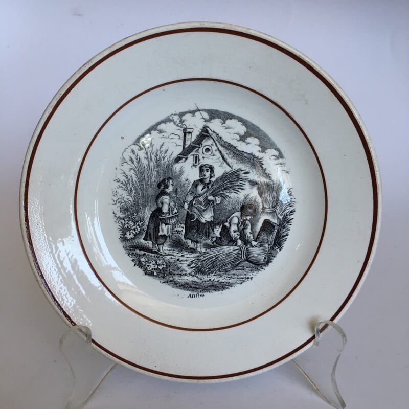 Child's plate, French harvest print, C. 1860 -0