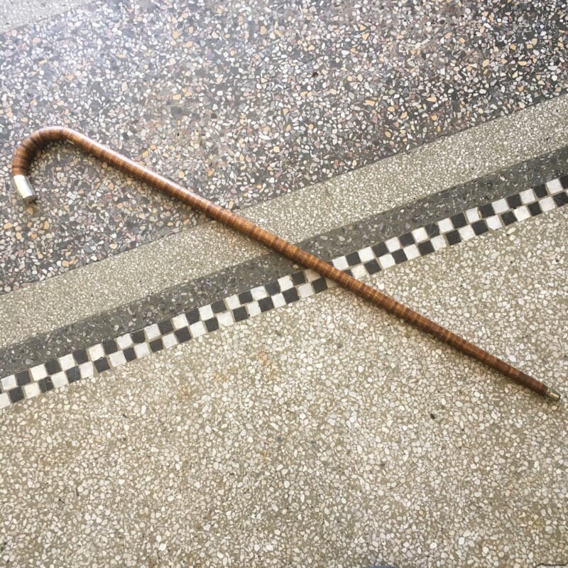 Australian woods walkingstick, sterling mounts, c. 1920. -0