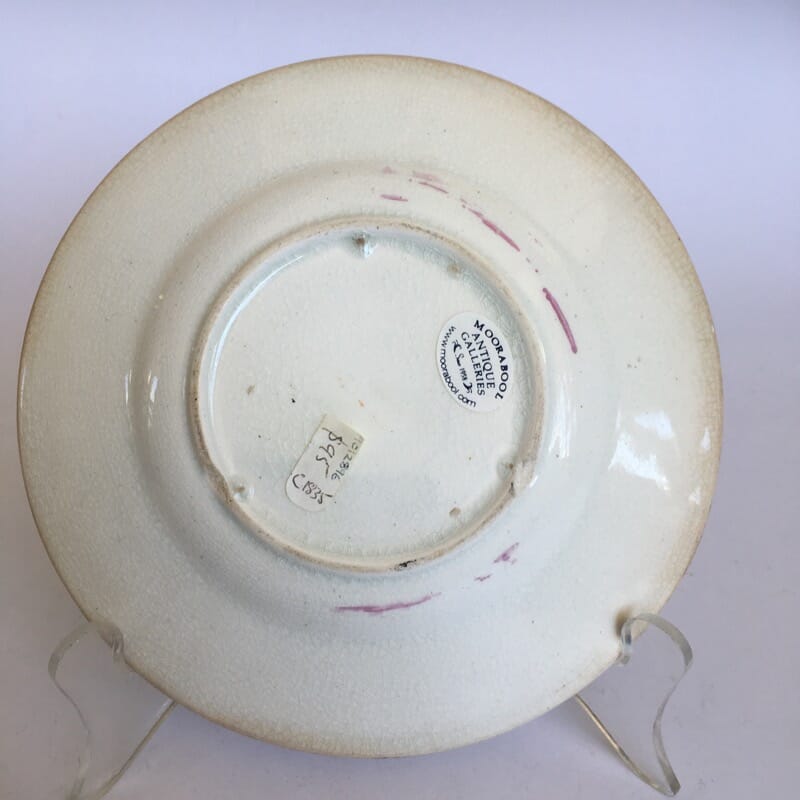 Pottery childs plate with lustre house, C. 1840 -32727