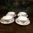 4 Coalport soup cups, flowers & moulded border, c.1895 -0