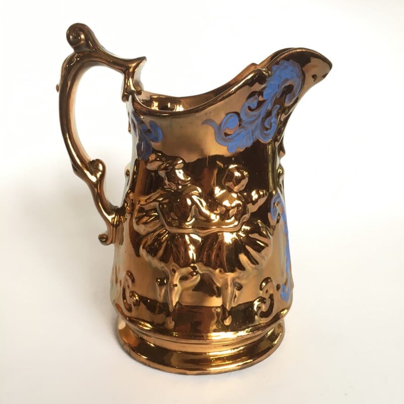Staffordshire 'Dancers' copper lustre jug, c 1880 -0