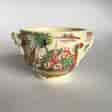 English creamware sucrier, Rhodes decorated with harbour scene & flowers, c1770-0