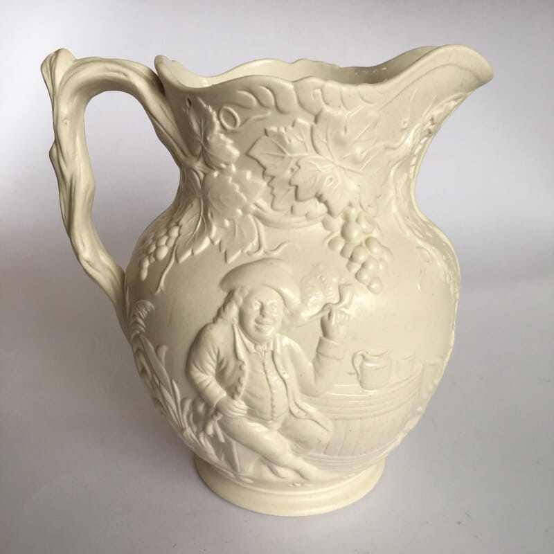 Copeland pottery jug, moulded decoration of Toby Fillpot, c. 1850-0