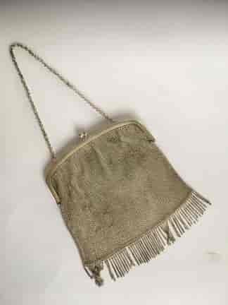 Silver plated mesh purse, chain handle, c.1900 -0