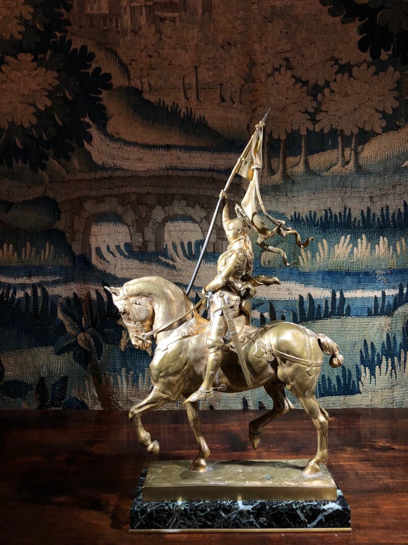Barbedienne gilt bronze figure of Joan of Ark, after Emmanuel Frémiet, c. 1880 -0