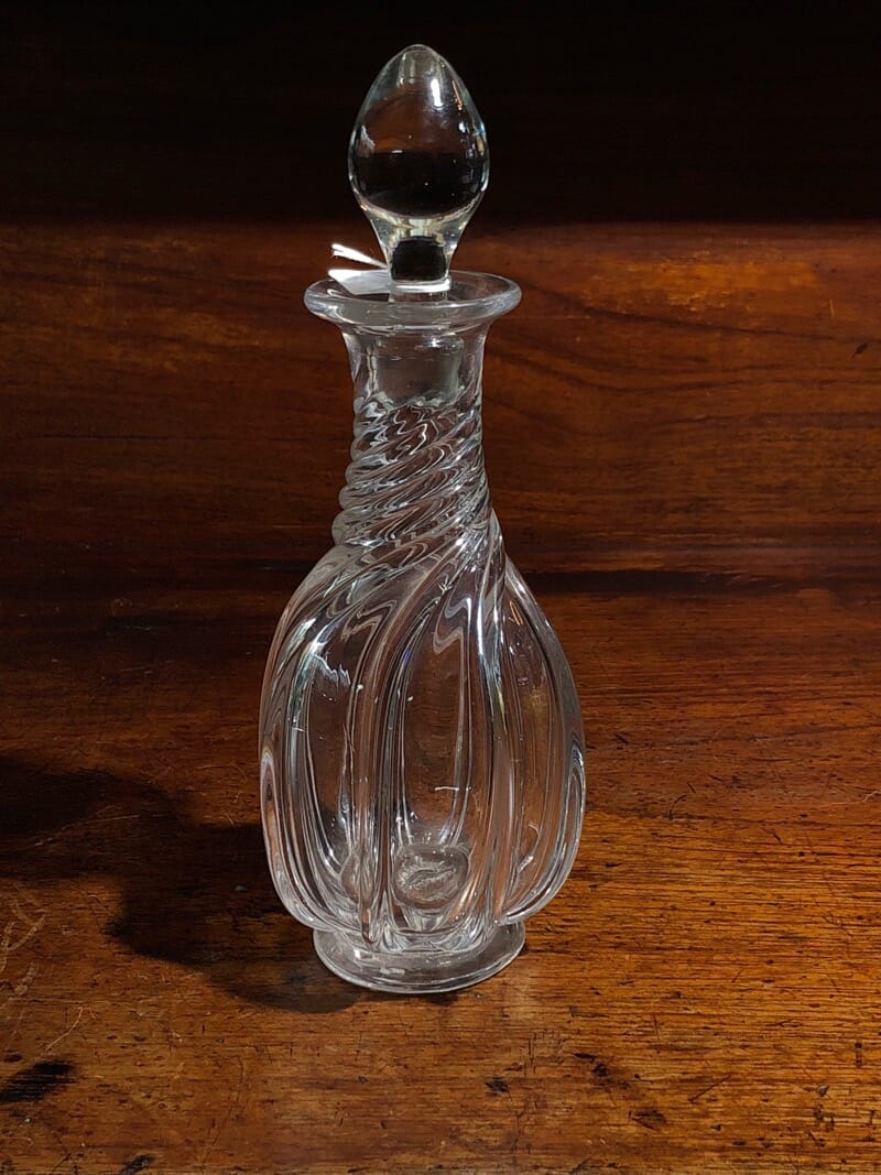 Victorian decanter, spiral fluted with teardrop stopper, c.1890 -0