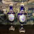 Pair of large 'Sevres Style' vases, hand painted panels, ormolu mounts, c. 1890 -0